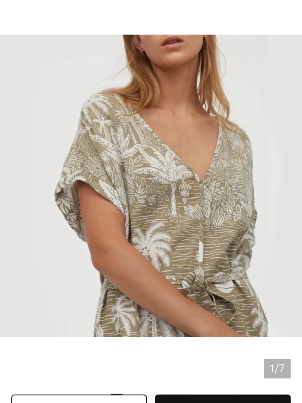 Desmond & Dempsey palm print dress, XL